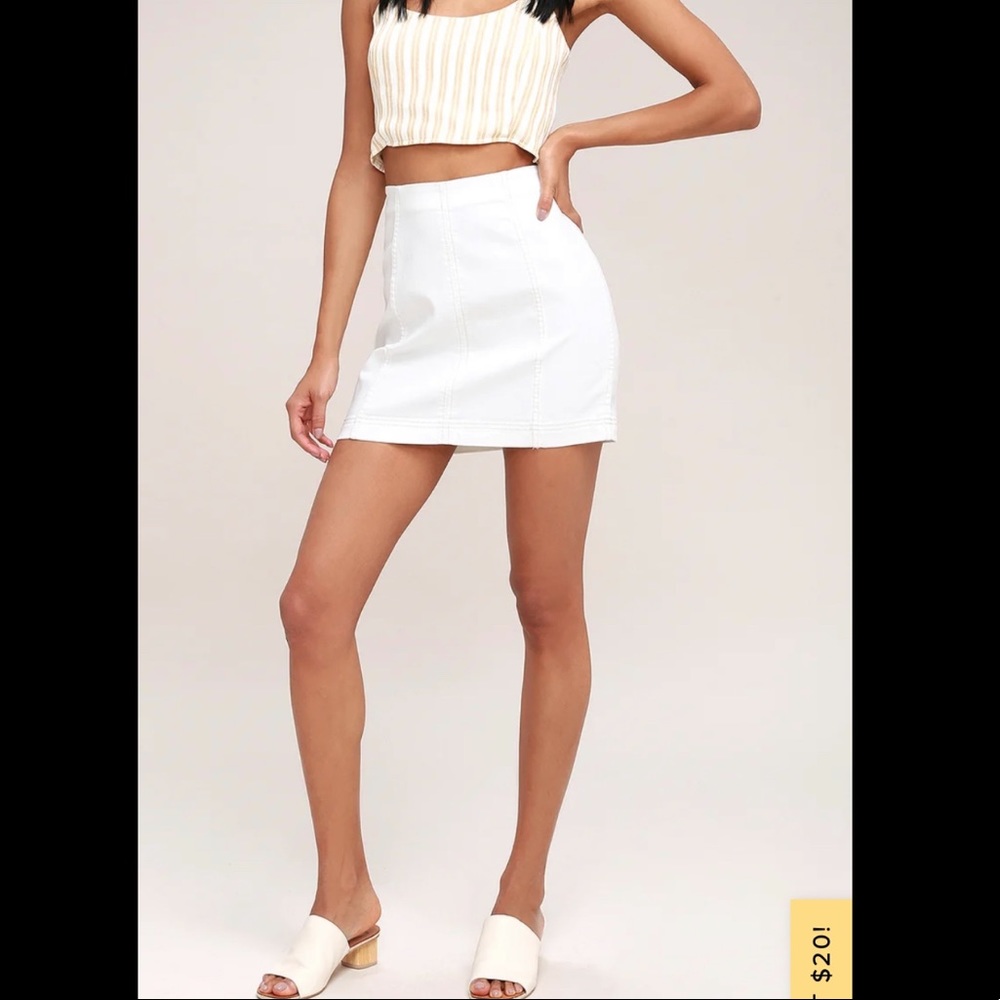 Free people denim stretch white mini skirt! NWT!